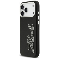 Karl Lagerfeld FW Grained Signature Logo Case for iPhone 17 Pro Max - Black