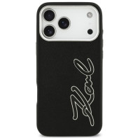 Karl Lagerfeld FW Grained Signature Logo Case for iPhone 17 Pro Max - Black