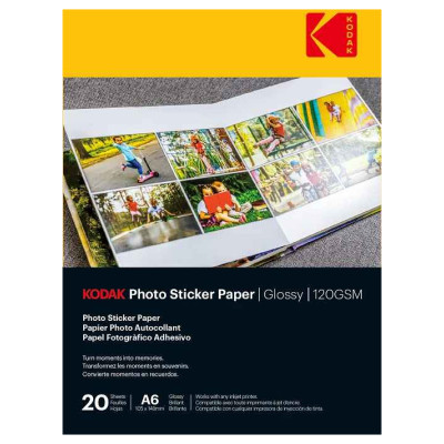 Kodak Photo Sticker Paper Gloss 120gsm A6x20 (3510652)