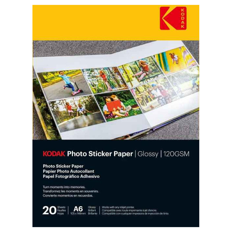 Kodak Photo Sticker Paper Gloss 120gsm A6x20 (3510652)