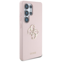 Guess Silicone Big 4G Logo Bottom Script Case for Samsung Galaxy S25 Ultra - Pink