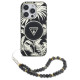 Guess Palm Trees Triangle Pearl Strap MagSafe case for iPhone 16 Pro black