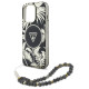 Guess Palm Trees Triangle Pearl Strap MagSafe case for iPhone 16 Pro black