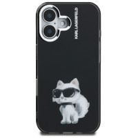 Karl Lagerfeld IML Aquarelle Choupette & Logo iPhone 16 Case - Black