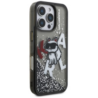 Karl Lagerfeld Liquid Glitter Choupette Logo Case for iPhone 16 Pro - Black