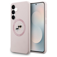 Karl Lagerfeld Silicone Karl & Choupette Heads MagSafe Case for Samsung Galaxy S25 FE - Pink