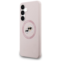 Karl Lagerfeld Silicone Karl & Choupette Heads MagSafe Case for Samsung Galaxy S25 FE - Pink