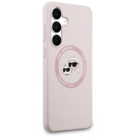 Karl Lagerfeld Silicone Karl & Choupette Heads MagSafe Case for Samsung Galaxy S25 FE - Pink