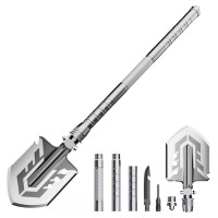 Wozinsky WSS-211 survival bushcraft shovel multifunctional knife breaker flint whistle harpoon - gray