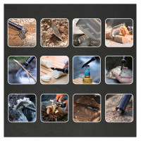 Wozinsky WSS-211 survival bushcraft shovel multifunctional knife breaker flint whistle harpoon - gray