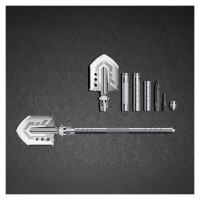 Wozinsky WSS-211 survival bushcraft shovel multifunctional knife breaker flint whistle harpoon - gray