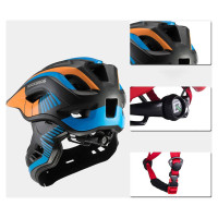 Rockbros TT-32SOBL-S children's bicycle helmet with removable chinbar, size S - black and orange