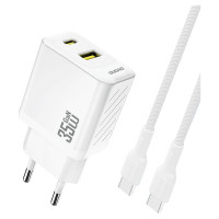 Dudao A27MaxCEU PD QC 35W USB-A USB-C Wall Charger with USB-C Cable - White