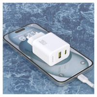 Dudao A27MaxCEU PD QC 35W USB-A USB-C Wall Charger with USB-C Cable - White