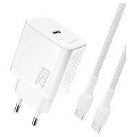 Dudao A27CEU PD 25W GaN SB-C Wall Charger with USB-C Cable - White