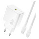 Dudao A27CEU PD 25W GaN SB-C Wall Charger with USB-C Cable - White