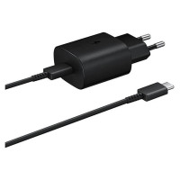 Samsung 25W EP-TA800EBE USB-C Wall Charger with Samsung EP-DA705BBE USB-C / USB-C Cable Replacement Pack - Black