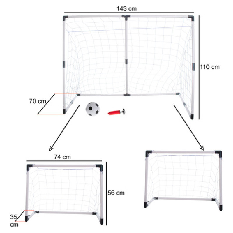 KIK Futbola vārti 2-in-1 (143x110x70 cm) KX4876