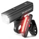 Wozinsky WSBLB3 Front (1000 lm) and Rear USB-C Bike Light Set - Black