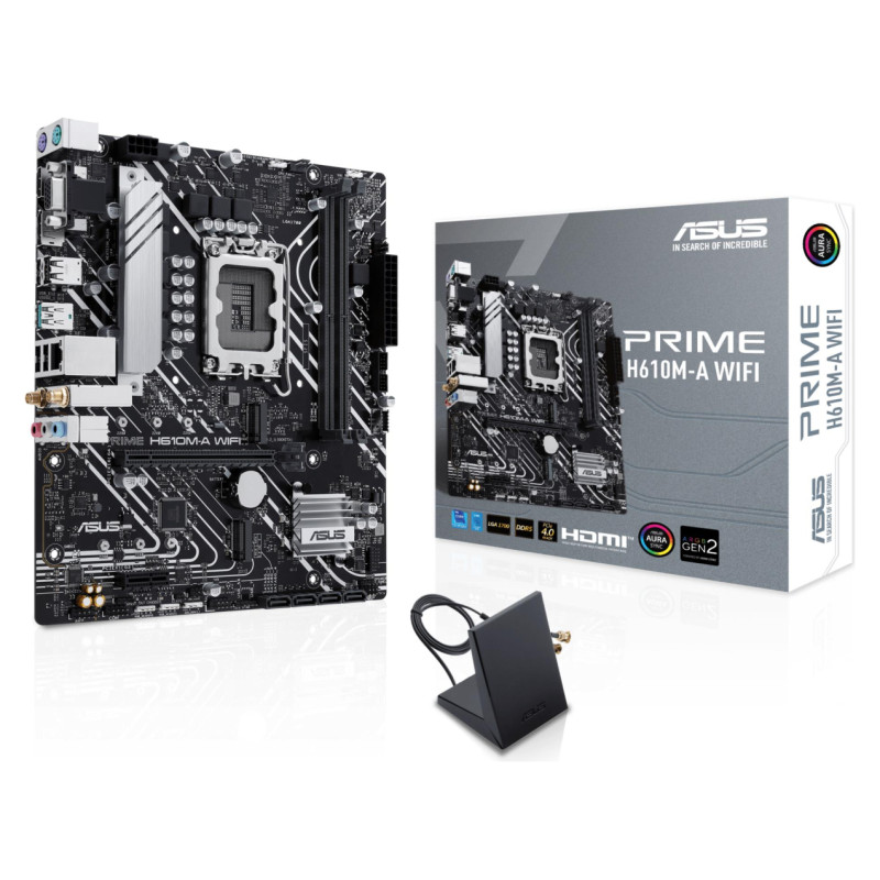 Asus Mainboard|ASUS|Intel H610|LGA 1700|micro ATX|RAM DDR5-SDRAM|2xSlots|Wi-Fi Yes|Bluetooth Yes|2xNumber of M.2 (M) slots|PRIMEH610M-AWIFI