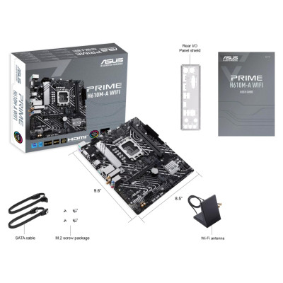 Asus Mainboard|ASUS|Intel H610|LGA 1700|micro ATX|RAM DDR5-SDRAM|2xSlots|Wi-Fi Yes|Bluetooth Yes|2xNumber of M.2 (M) slots|PRIMEH610M-AWIFI