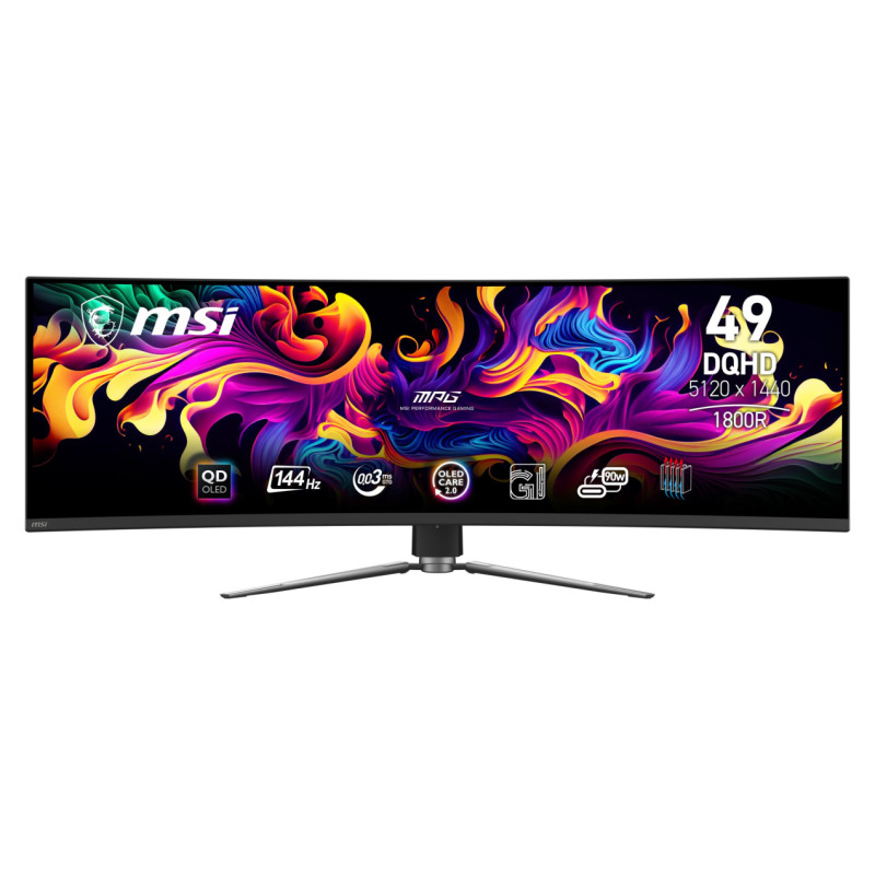 MSI Monitor|MSI|MPG 491CQP QD-OLED|49"|Gaming/Curved|Panel QD-OLED|5120x1440|32:9|144Hz|Matte|0.03 ms|Swivel|Height adjustable|Tilt|Colour Black|MPG491CQPQD-OLED