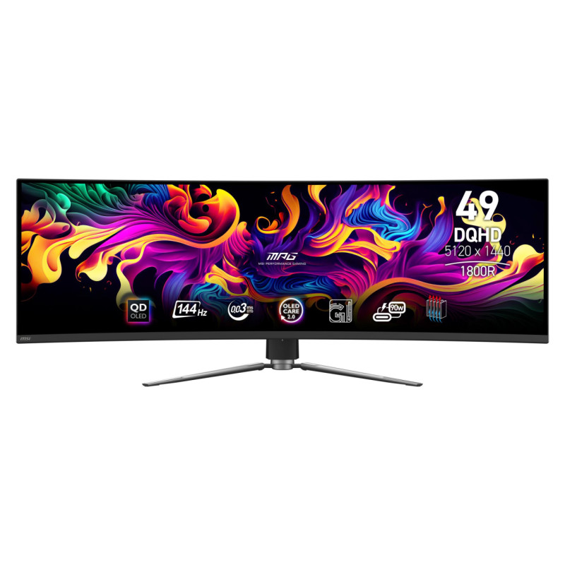 MSI Monitor|MSI|MPG 491CQP QD-OLED|49"|Gaming/Curved|Panel QD-OLED|5120x1440|32:9|144Hz|Matte|0.03 ms|Swivel|Height adjustable|Tilt|Colour Black|MPG491CQPQD-OLED