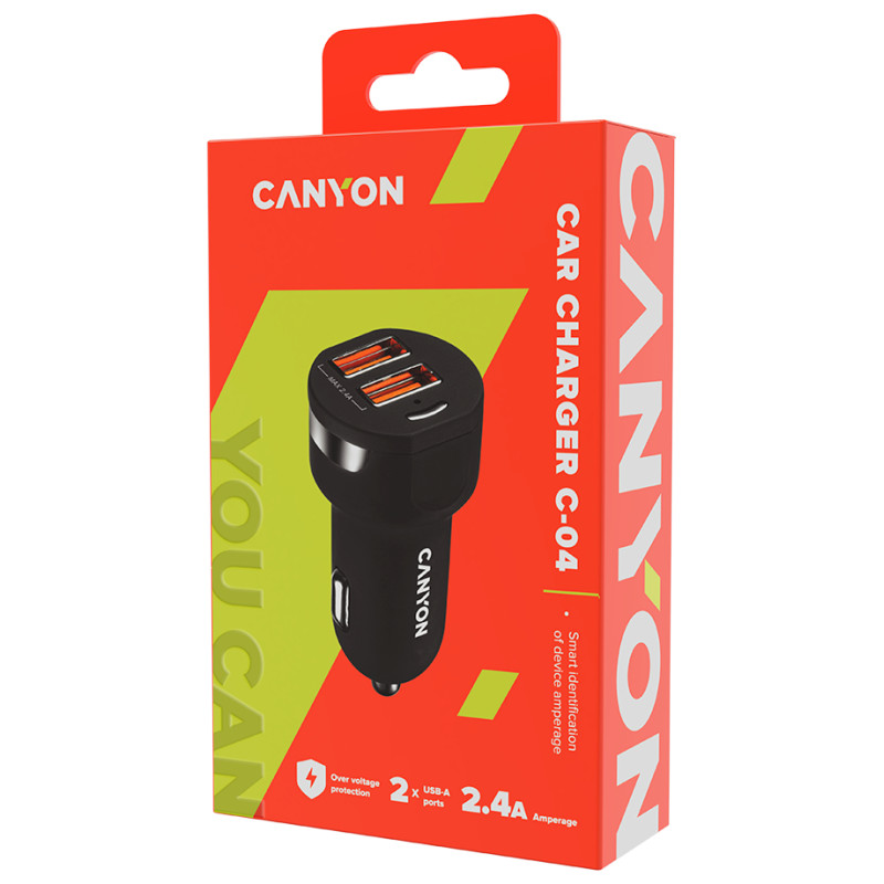 Canyon car charger C-04 2.4A/2USB-A Black