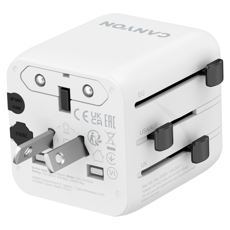 Canyon Travel Adapter OnTour One EU/UK/US/AUS White