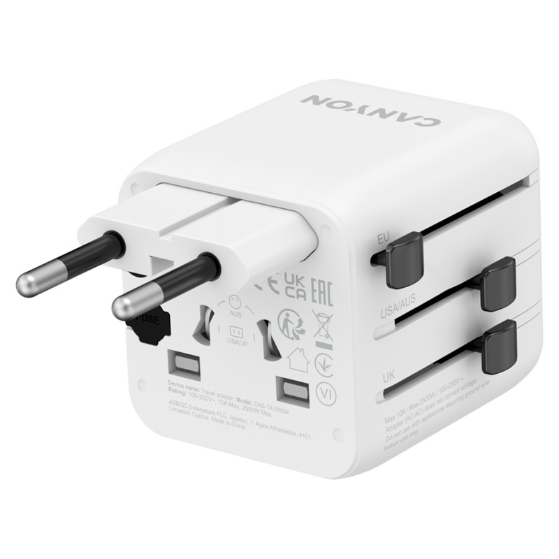 Canyon Travel Adapter OnTour One EU/UK/US/AUS White