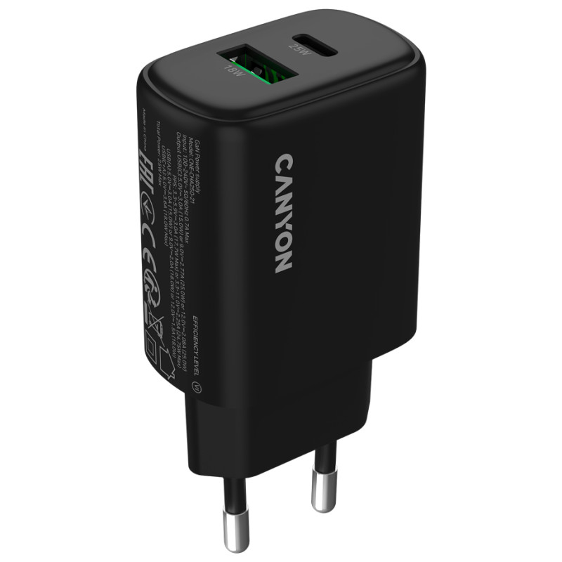 Canyon charger OnCharge 250 25W 1xPD 1xQC EU Black