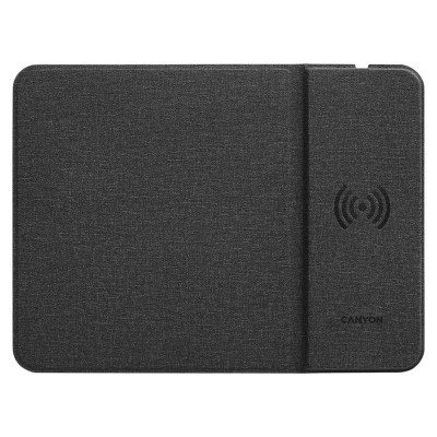 Canyon MP-W5, Mouse Mat with wireless charger, Input 5V/2A,9V2A Output 5W/7.5W/10W, 324*244*6mm, USB Type C cable length 1m, Black, 220g