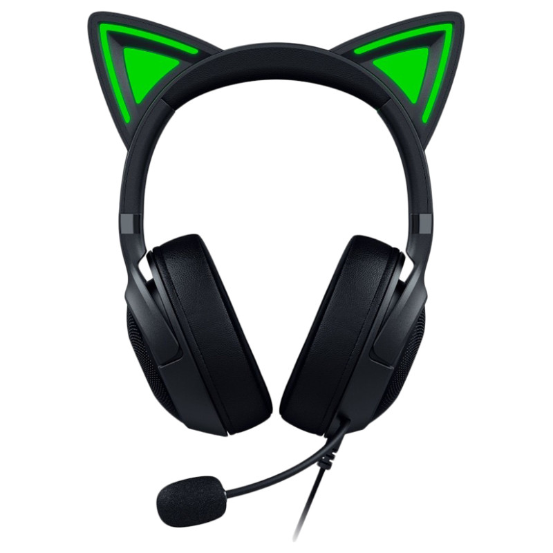 Razer Kraken Kitty V2 - Black, Gaming headset, Kitty Ears, Stream Reactive Lighting, HyperClear Cardioid Mic, 40 mm TriForce Drivers, Built into the earcups microphone, Razer Chroma RGB (Ear and Earcups), Surround sound: Only available on Windows 10 64-bi