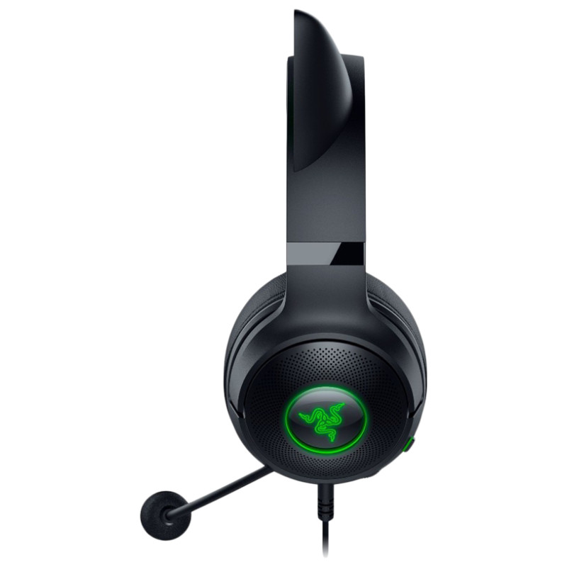 Razer Kraken Kitty V2 - Black, Gaming headset, Kitty Ears, Stream Reactive Lighting, HyperClear Cardioid Mic, 40 mm TriForce Drivers, Built into the earcups microphone, Razer Chroma RGB (Ear and Earcups), Surround sound: Only available on Windows 10 64-bi