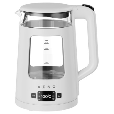 Aeno Electric Kettle EK6: 1850-2200W, 2L, Strix, Square-shaped body, Transparent lid, High Resistant Glass, LED-Illumination, Auto Power Off, Dry tank Protection