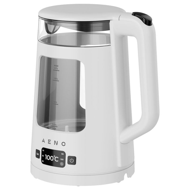 Aeno Electric Kettle EK6: 1850-2200W, 2L, Strix, Square-shaped body, Transparent lid, High Resistant Glass, LED-Illumination, Auto Power Off, Dry tank Protection