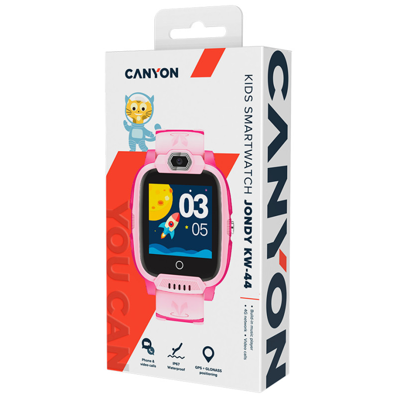 Canyon kids watch Jondy KW-44 4G Camera GPS Music Pink