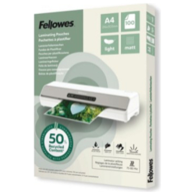 Fellowes Laminē&scaron;anas plēves Fellowes Eco100gab Matte A4