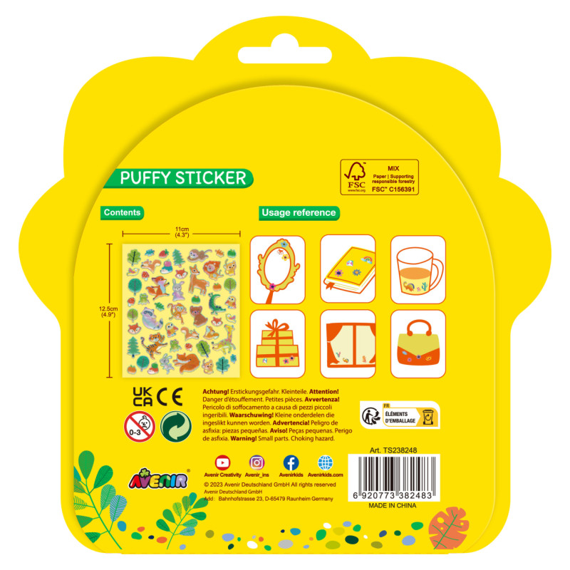 Avenir Pufīgās uzlīmes Dzīvnieki