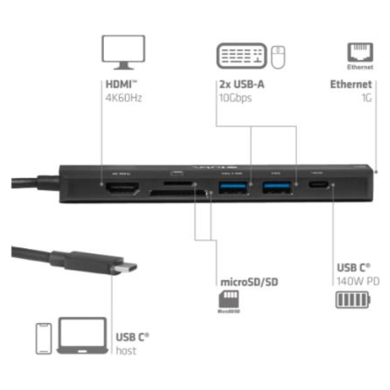 Club3D I/O HUB 7IN1 USB-C HDMI/140W CSV-2555 CLUB3D