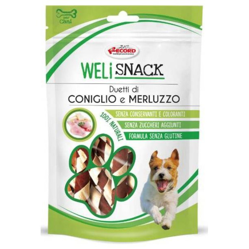 Record WELISNACK nūjas ar trūsi un mencu 75 g - papildbarība suņiem