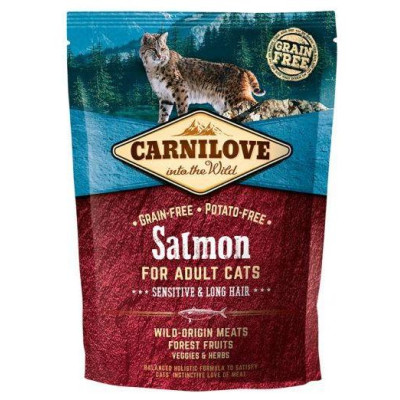 Carnilove Salmon Adult Cat Sensitive & Long Hair 0,4 kg barība kaķiem