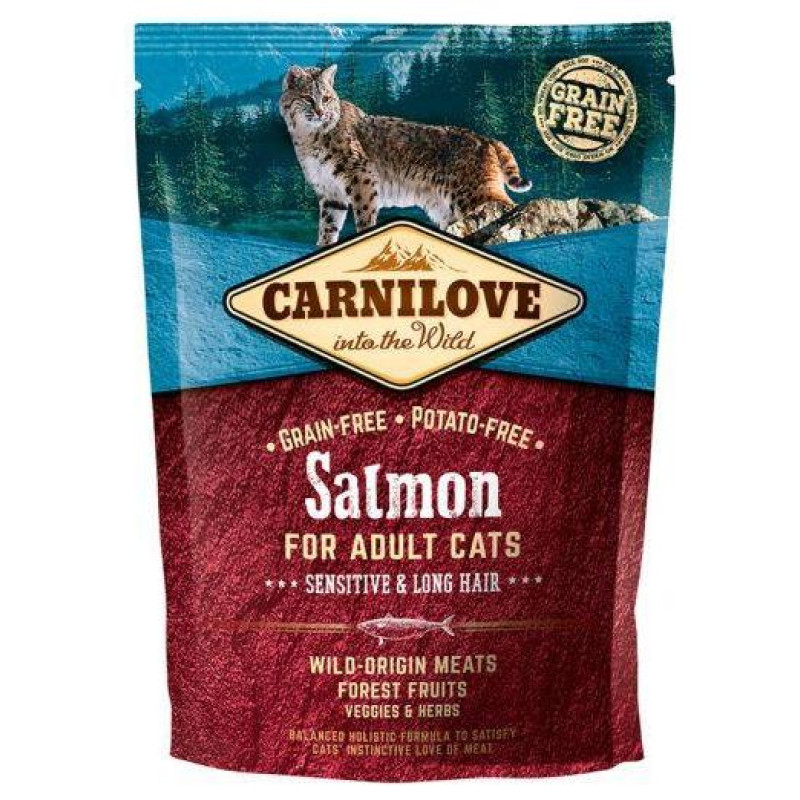 Carnilove Salmon Adult Cat Sensitive & Long Hair 0,4 kg barība kaķiem