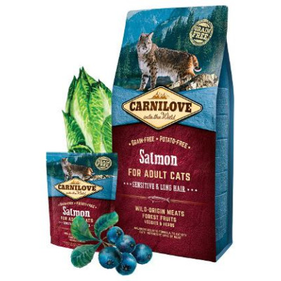 Carnilove Salmon Adult Cat Sensitive & Long Hair 0,4 kg barība kaķiem