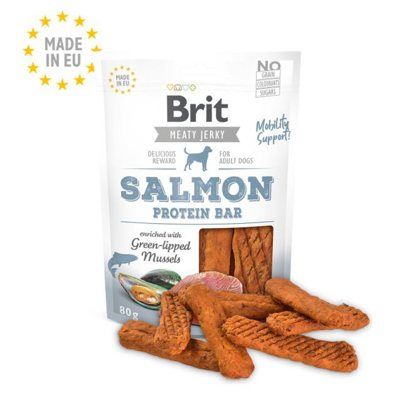 Brit Jerky Salmon Protein Bar Snack 80 g kārums suņiem