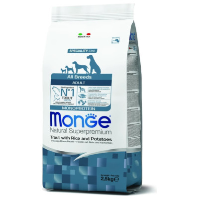 Monge Dog All Breeds Adult Monoprotein Trout with Rice and Potatoes 2,5 kg