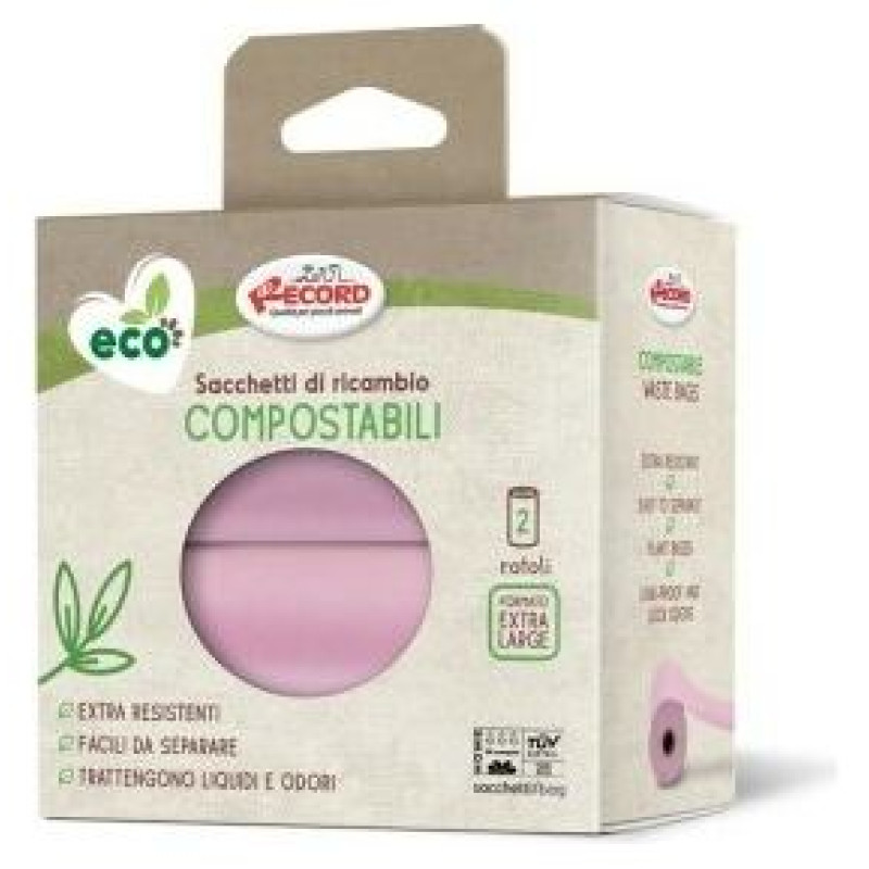 Record Izkārnījumu maisiņi Compostable 22x33 cm, 2 gb roza