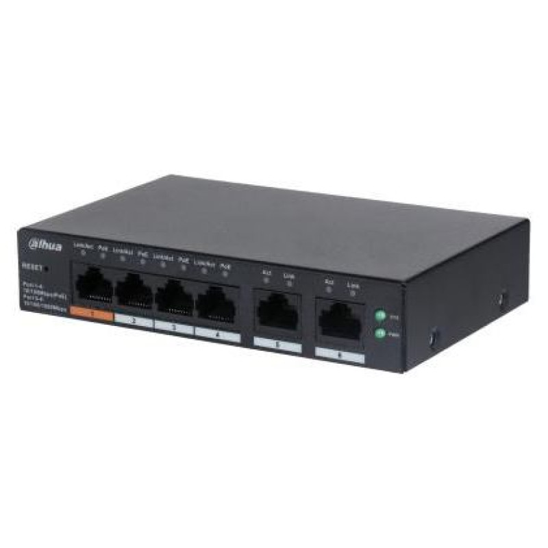 Dahua Switch|DAHUA|CS4006-4ET-60|Type L2|Desktop/pedestal|PoE ports 4|CS4006-4ET-60