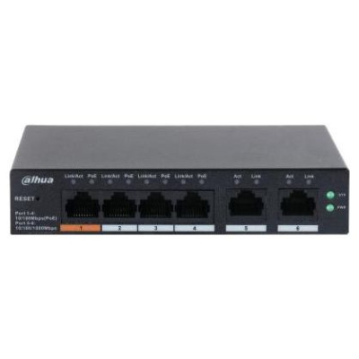 Dahua Switch|DAHUA|CS4006-4ET-60|Type L2|Desktop/pedestal|PoE ports 4|CS4006-4ET-60
