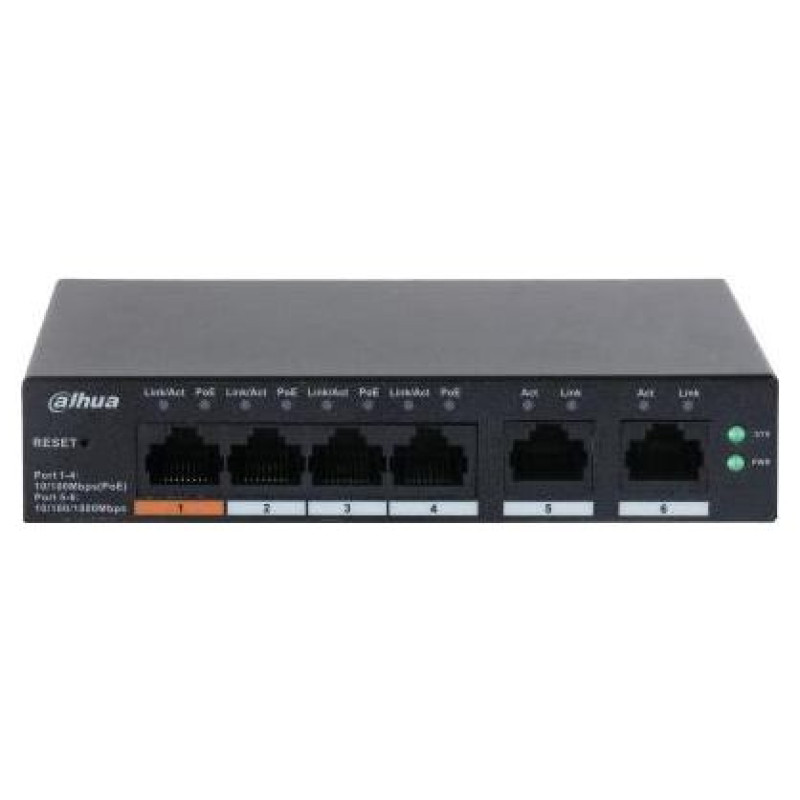 Dahua Switch|DAHUA|CS4006-4ET-60|Type L2|Desktop/pedestal|PoE ports 4|CS4006-4ET-60